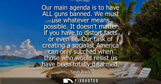 Small: Our main agenda is to have ALL guns banned. We must use whatever means possible. It doesnt matter if yo