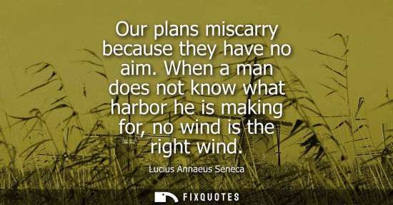 Small: Our plans miscarry because they have no aim. When a man does not know what harbor he is making for, no wind is