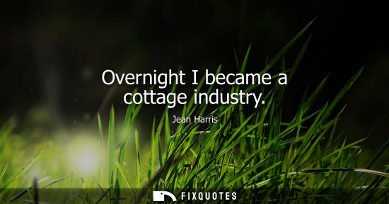 Small: Overnight I became a cottage industry