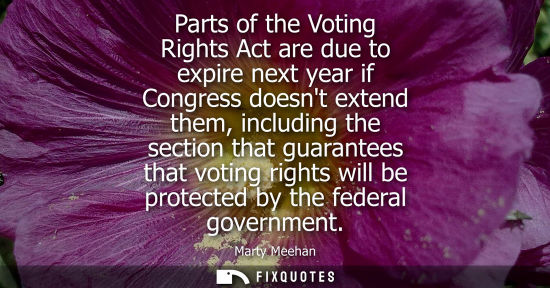 Small: Parts of the Voting Rights Act are due to expire next year if Congress doesnt extend them, including th