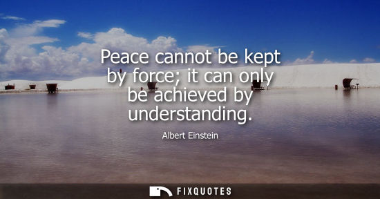 Small: Peace cannot be kept by force it can only be achieved by understanding
