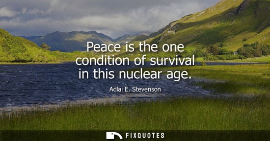 Small: Peace is the one condition of survival in this nuclear age