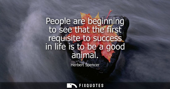Small: People are beginning to see that the first requisite to success in life is to be a good animal