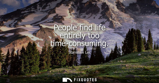 Small: People find life entirely too time-consuming