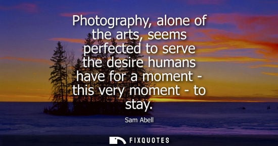 Small: Photography, alone of the arts, seems perfected to serve the desire humans have for a moment - this ver