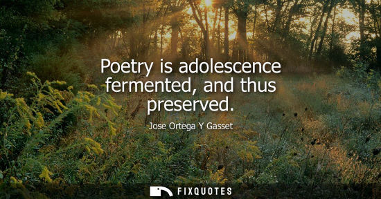 Small: Poetry is adolescence fermented, and thus preserved - Jose Ortega Y Gasset