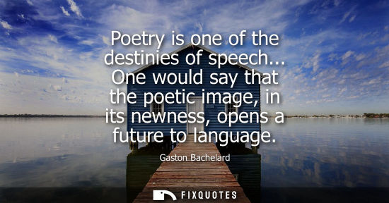 Small: Poetry is one of the destinies of speech... One would say that the poetic image, in its newness, opens 