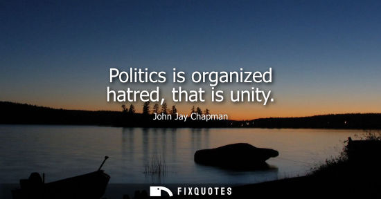 Small: Politics is organized hatred, that is unity