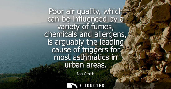 Small: Poor air quality, which can be influenced by a variety of fumes, chemicals and allergens, is arguably t