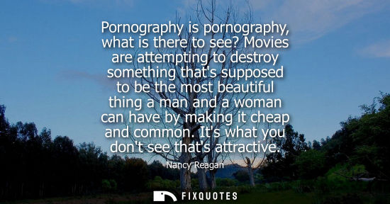 Small: Pornography is pornography, what is there to see? Movies are attempting to destroy something thats supp