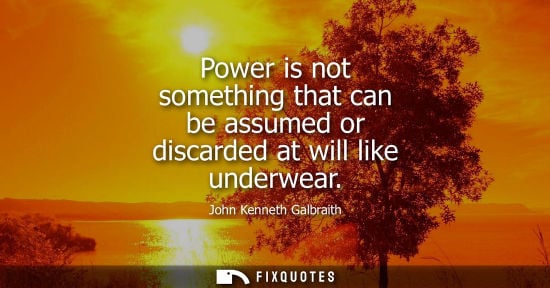 Small: Power is not something that can be assumed or discarded at will like underwear