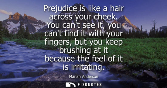 Small: Prejudice is like a hair across your cheek. You cant see it, you cant find it with your fingers, but yo