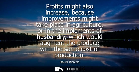 Small: Profits might also increase, because improvements might take place in agriculture, or in the implements