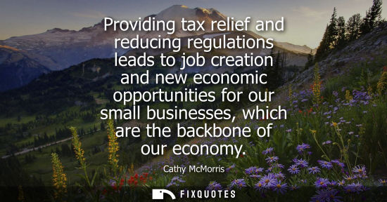 Small: Providing tax relief and reducing regulations leads to job creation and new economic opportunities for 