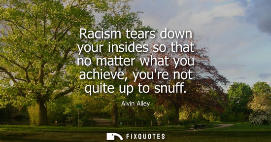 Small: Racism tears down your insides so that no matter what you achieve, youre not quite up to snuff