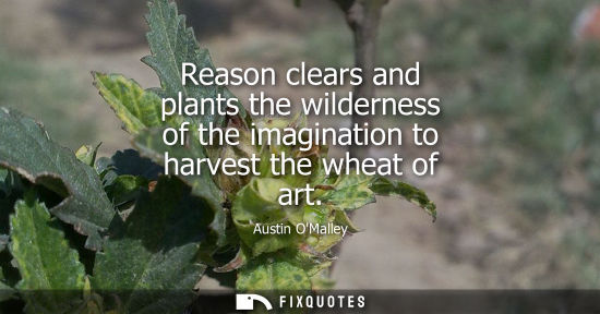 Small: Reason clears and plants the wilderness of the imagination to harvest the wheat of art