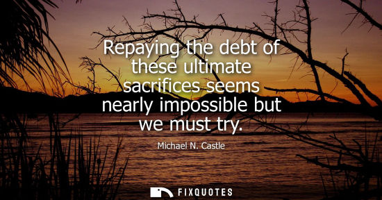 Small: Repaying the debt of these ultimate sacrifices seems nearly impossible but we must try