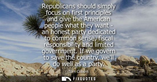 Small: Republicans should simply focus on first principles and give the American people what they want - an ho