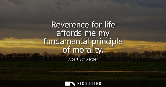 Small: Reverence for life affords me my fundamental principle of morality