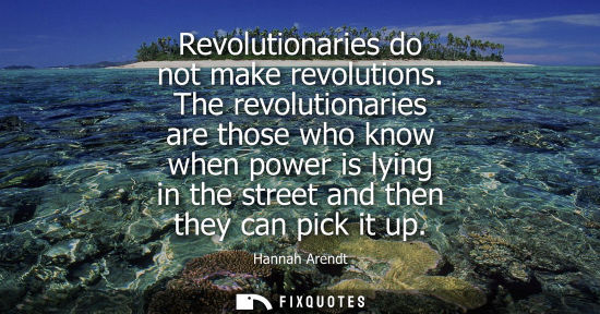 Small: Revolutionaries do not make revolutions. The revolutionaries are those who know when power is lying in 