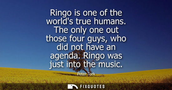 Small: Ringo is one of the worlds true humans. The only one out those four guys, who did not have an agenda. R