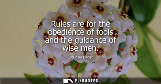 Small: Rules are for the obedience of fools and the guidance of wise men