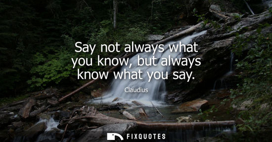 Small: Say not always what you know, but always know what you say