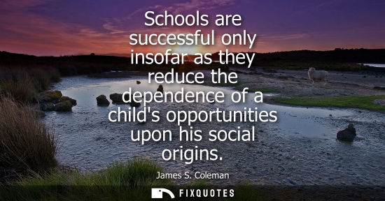 Small: Schools are successful only insofar as they reduce the dependence of a childs opportunities upon his so