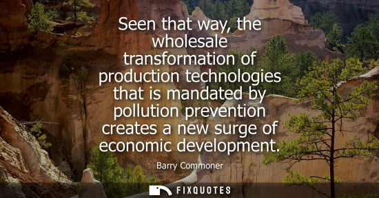 Small: Seen that way, the wholesale transformation of production technologies that is mandated by pollution pr
