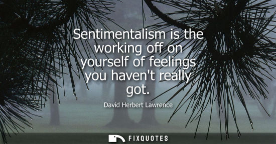 Small: Sentimentalism is the working off on yourself of feelings you havent really got