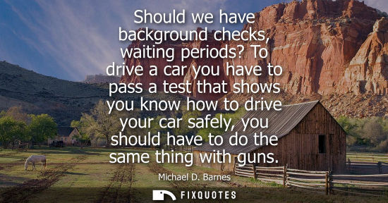 Small: Should we have background checks, waiting periods? To drive a car you have to pass a test that shows yo