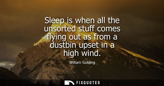 Small: Sleep is when all the unsorted stuff comes flying out as from a dustbin upset in a high wind