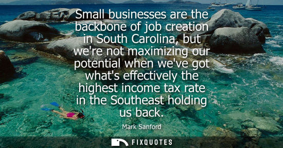 Small: Small businesses are the backbone of job creation in South Carolina, but were not maximizing our potent