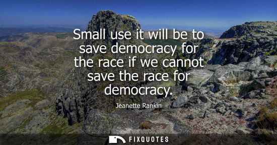 Small: Small use it will be to save democracy for the race if we cannot save the race for democracy