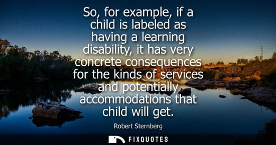 Small: So, for example, if a child is labeled as having a learning disability, it has very concrete consequenc