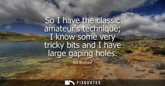 Small: So I have the classic amateurs technique I know some very tricky bits and I have large gaping holes