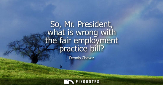 Small: So, Mr. President, what is wrong with the fair employment practice bill?