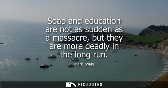 Small: Soap and education are not as sudden as a massacre, but they are more deadly in the long run - Mark Twain