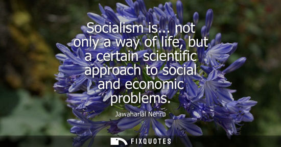 Small: Socialism is... not only a way of life, but a certain scientific approach to social and economic proble