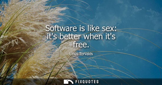 Small: Software is like sex: its better when its free - Linus Torvalds
