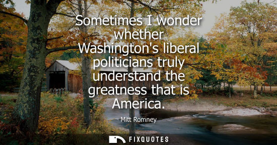 Small: Sometimes I wonder whether Washingtons liberal politicians truly understand the greatness that is Ameri