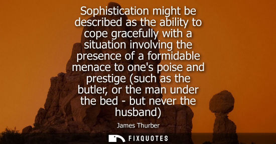Small: Sophistication might be described as the ability to cope gracefully with a situation involving the pres