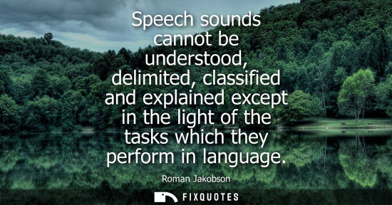 Small: Speech sounds cannot be understood, delimited, classified and explained except in the light of the task