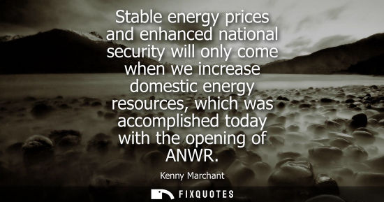 Small: Stable energy prices and enhanced national security will only come when we increase domestic energy res