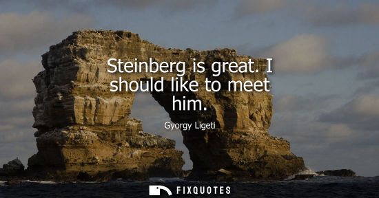 Small: Steinberg is great. I should like to meet him