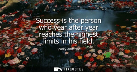 Small: Success is the person who year after year reaches the highest limits in his field