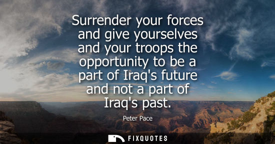 Small: Surrender your forces and give yourselves and your troops the opportunity to be a part of Iraqs future 