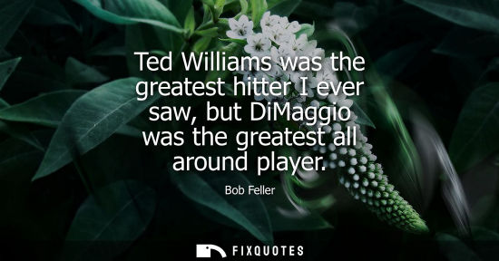 Small: Ted Williams was the greatest hitter I ever saw, but DiMaggio was the greatest all around player