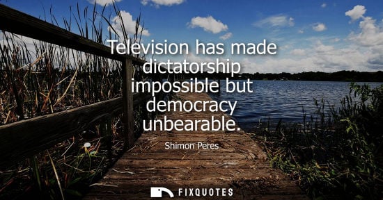 Small: Television has made dictatorship impossible but democracy unbearable