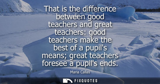 Small: That is the difference between good teachers and great teachers: good teachers make the best of a pupils means